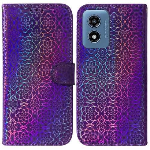 Moto G Play 2024 Colorful Magnetic Buckle Leather Phone Case - Purple